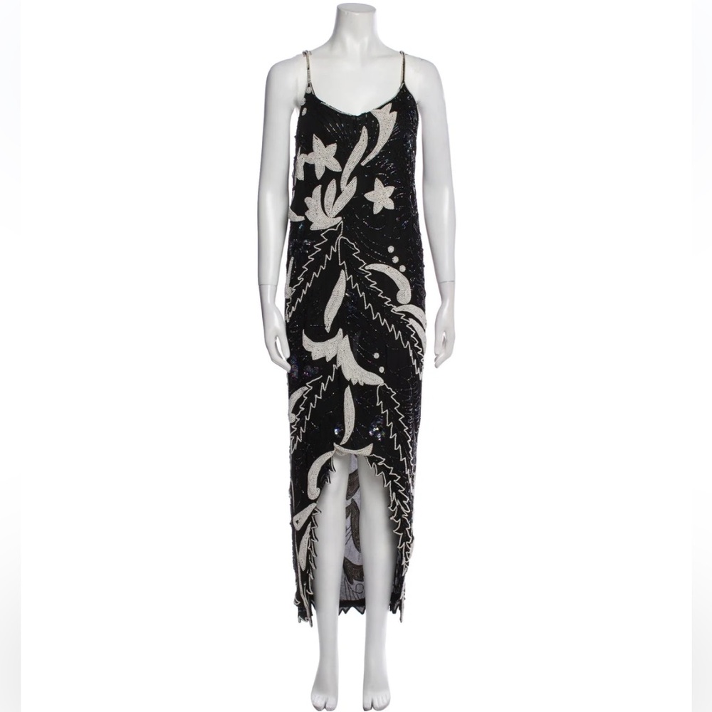 Vintage Beaded Black Flapper Style Dress